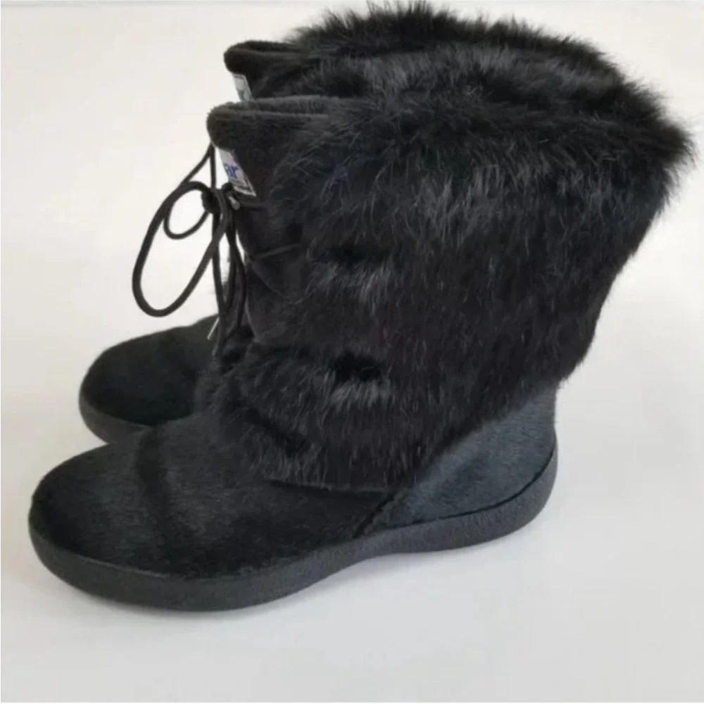 Women's Pajar Livia Black Fur Boots size 7 (euro 38)